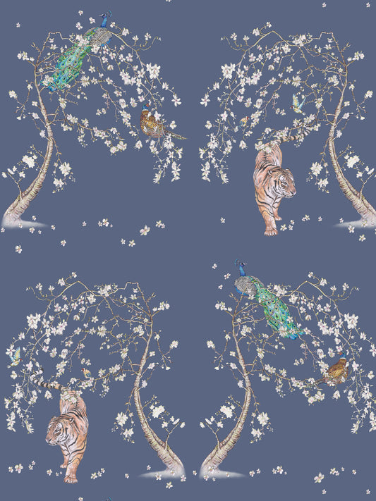 Indian Cherry Tree – Blue - Wallpaper Sample
