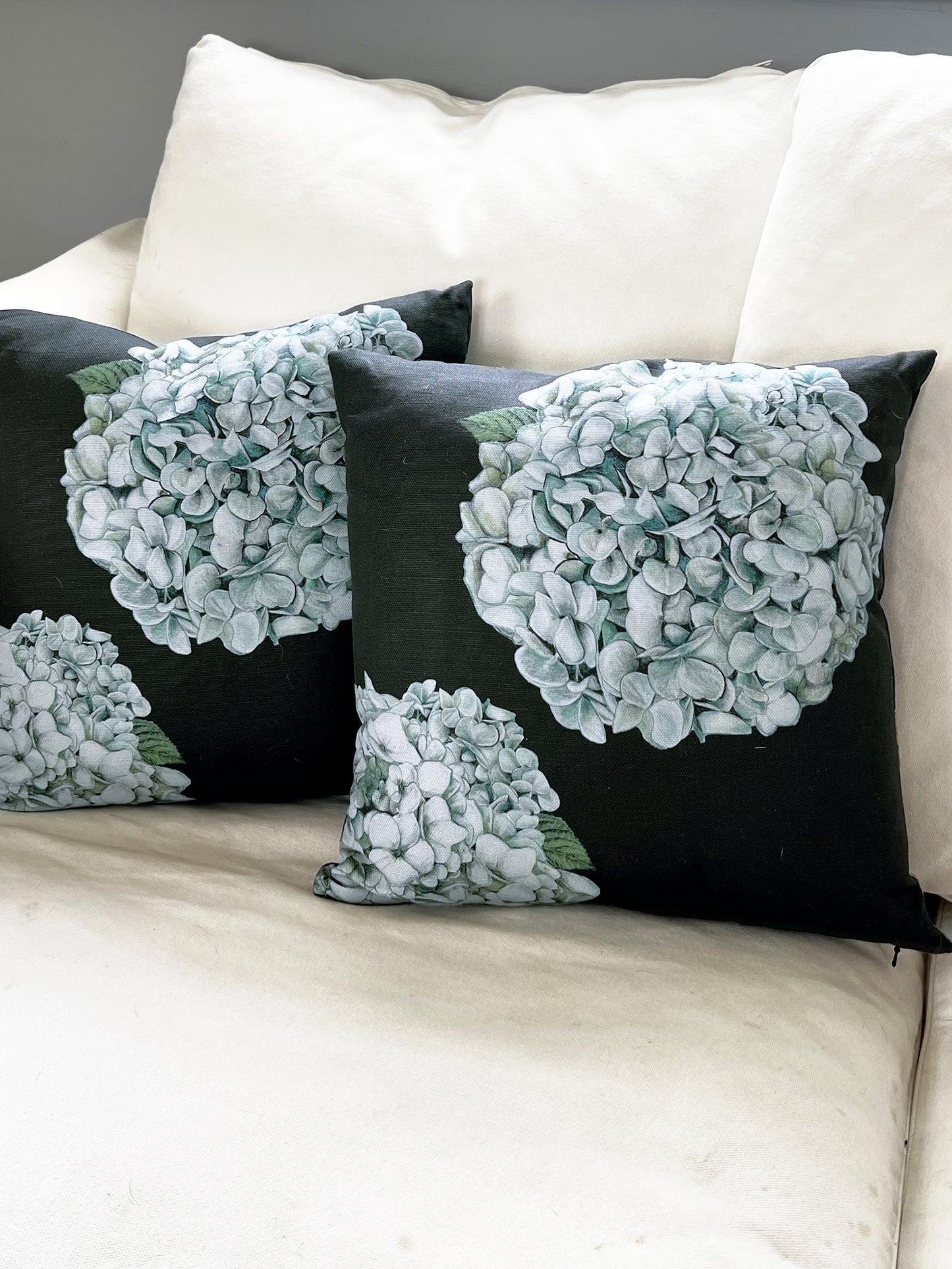Hydrangea - Black - Cushion