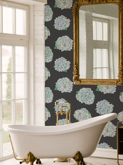 Hortensia - Black - Wallpaper