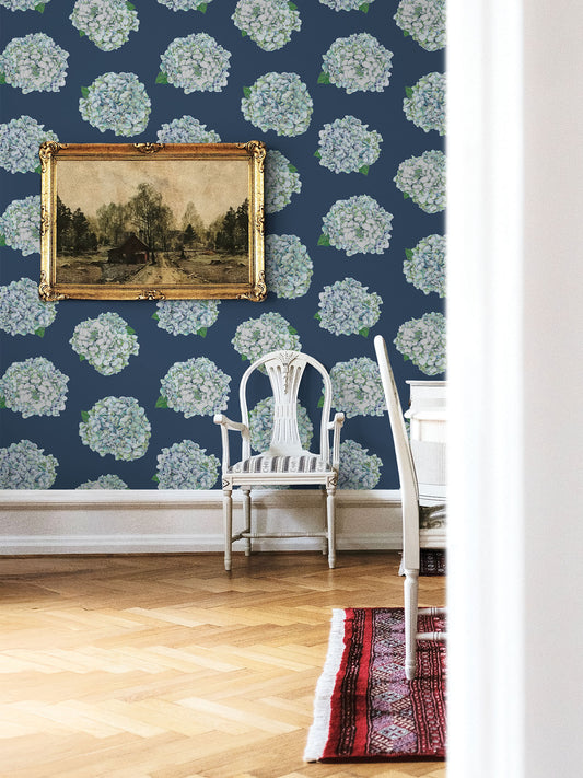 Hortensia - Blue - Wallpaper