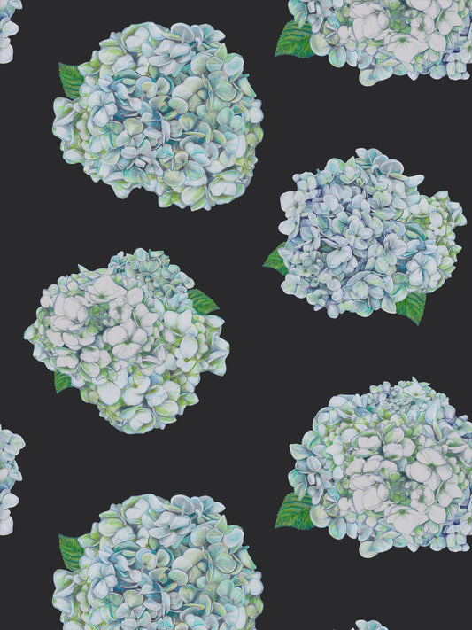 Hortensia - Black - Wallpaper Sample