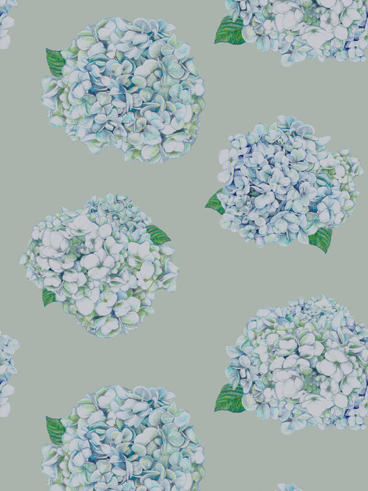 Hortensia - Sage - Wallpaper Sample