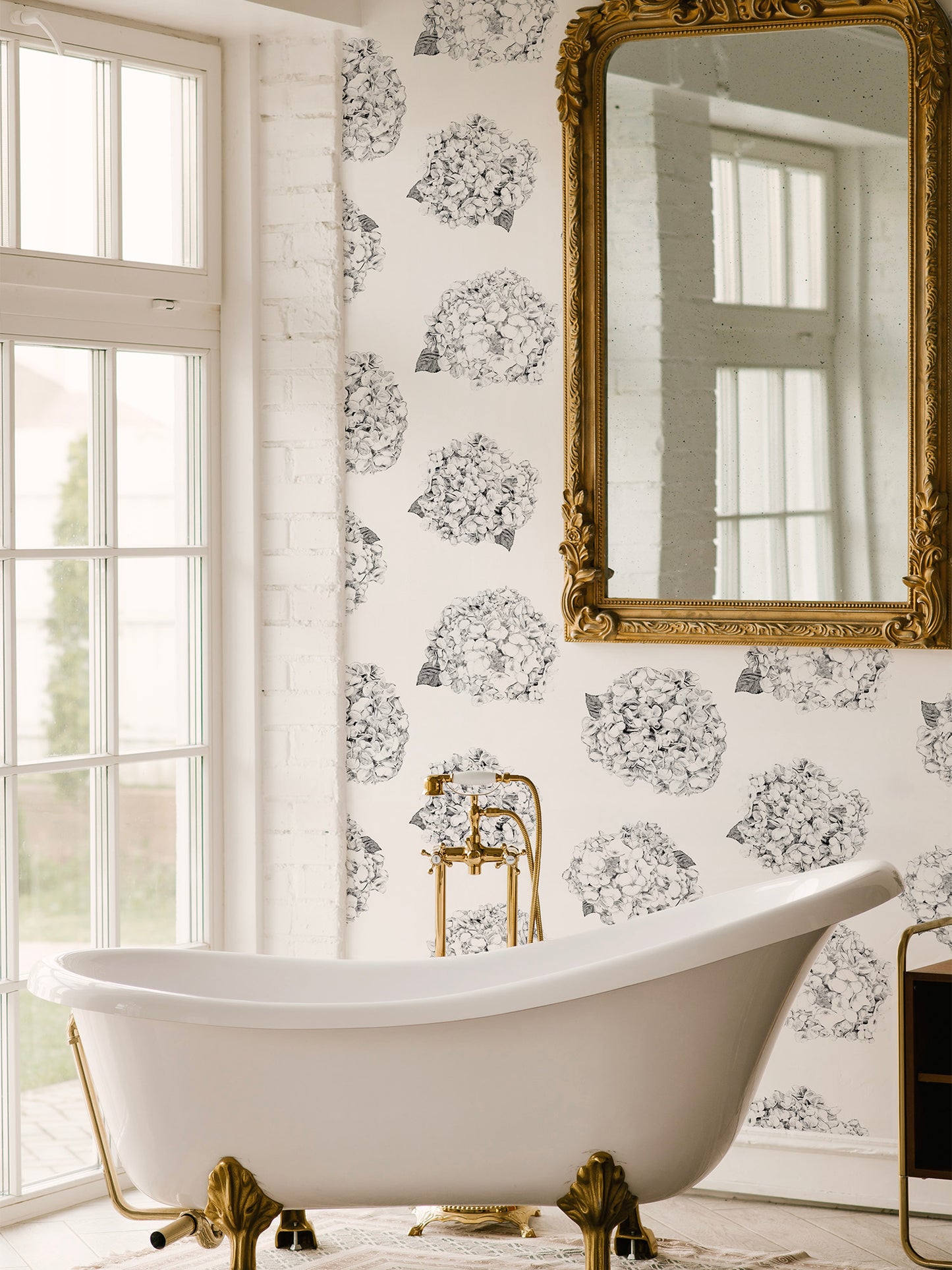 Hortensia - White - Wallpaper