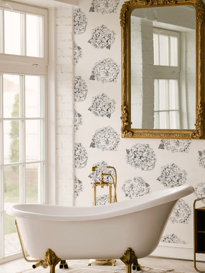 Hortensia - White - Wallpaper